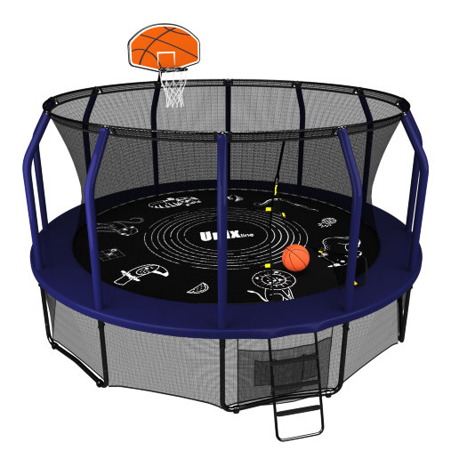 Батут пружинный с защитной сеткой UNIX line SUPREME GAME 16ft (зеленый) + баскетбольный набор Батут пружинный с защитной сеткой UNIX line SUPREME GAME 16ft (зеленый) + баскетбольный набор