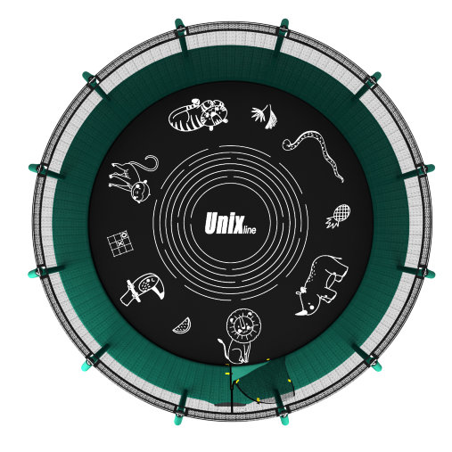 Батут пружинный с защитной сеткой UNIX line SUPREME GAME 16ft (зеленый) + баскетбольный набор Батут пружинный с защитной сеткой UNIX line SUPREME GAME 16ft (зеленый) + баскетбольный набор