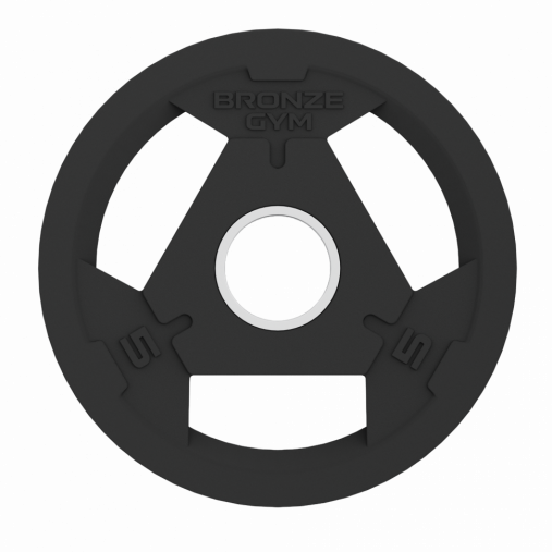 Диск олимпийский BRONZE GYM обрезиненный 5 кг с тремя хватами Диск олимпийский BRONZE GYM обрезиненный 5 кг с тремя хватами