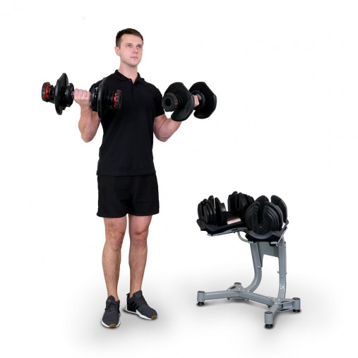 Пара гантелей с регулировкой веса Liveup LS2315 (5-40 кг) на подставке